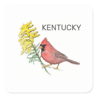 Kentucky state bird and flower square sticker