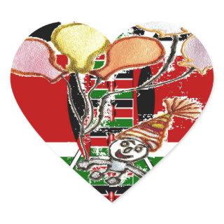 Kenya Birthday Heart Sticker