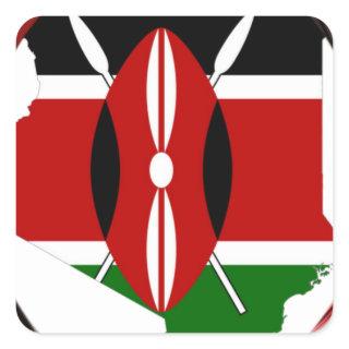 Kenya Celebration Colorful Flag Map Vector Artwork Square Sticker