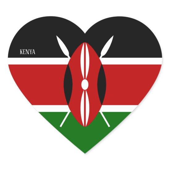 Kenya Flag Splendid Patriotic Heart Sticker