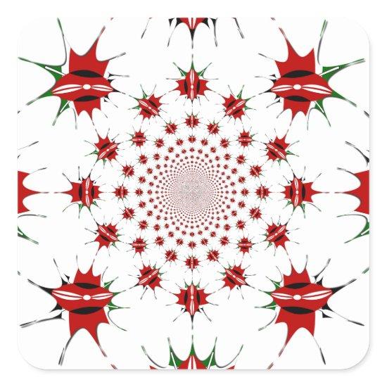 Kenya National Flag Shield Kaleidoscope Pattern  Square Sticker