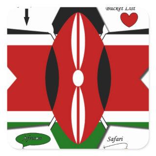 Kenya Star national safari flag colors bucket list Square Sticker