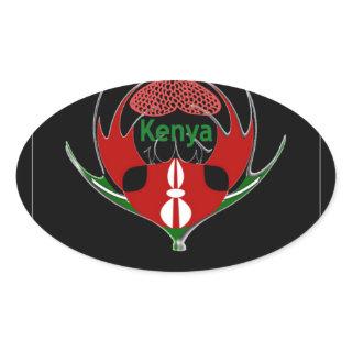 Kenyan Shield Design: Butterfly Flag.  Oval Sticker