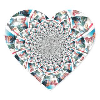 Kenyan Tapestry Kaleidoscope Art Print Heart Sticker