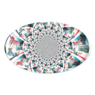 Kenyan Tapestry Kaleidoscope Art Print Oval Sticker