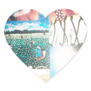 Kenyan Tapestry: Wildlife, Culture,& Coastal Beach Heart Sticker