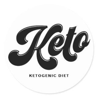 Keto Black Retro Script Typography Personalized Classic Round Sticker