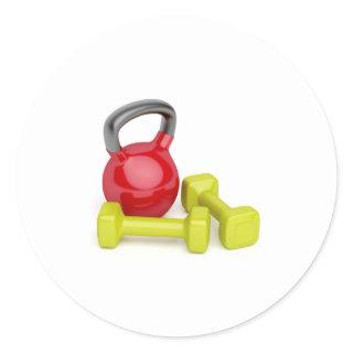 Kettlebell and dumbbells classic round sticker