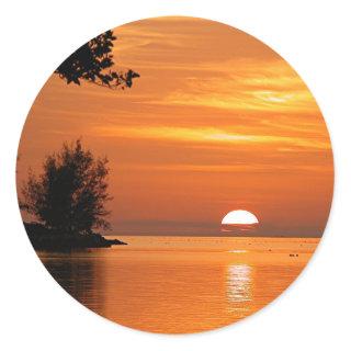 Key West Sunset, scenic photograph, Classic Round Sticker