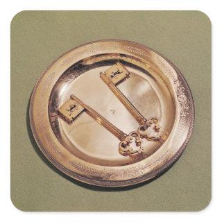 Keys of Ghent on a plate Square Sticker