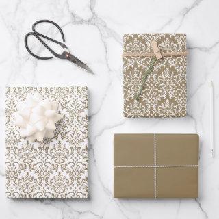 Khaki Classic Vintage Seamless Damask Pattern  Sheets