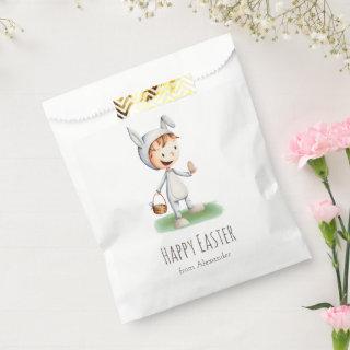 Kid in Easter Bunny Costume Egg Hunt Personalized Favor Bag