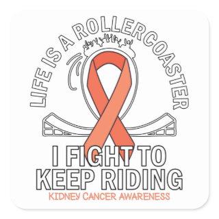 Kidney cancer awareness orange ribbon square sticker