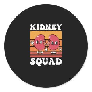 Kidney Squad Retro Groovy Classic Round Sticker