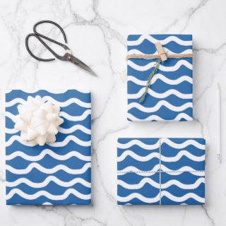 Kids Colorful Blue & White Wavy Lines   Sheets