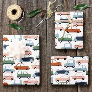 Kids Colorful Retro Car and Truck Pattern  Sheets