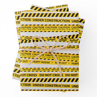 Kids Construction Caution Line Gift Party Supplies  Sheets