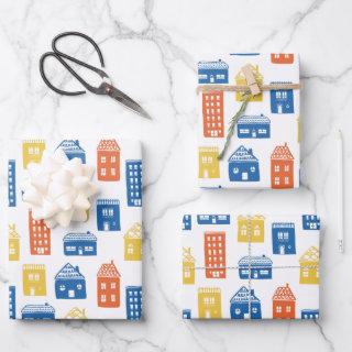 Kids Cute Main Street Small Town Houses Apartments  Sheets