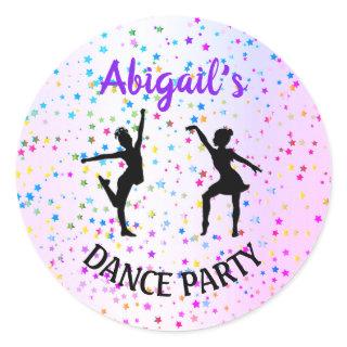 Kids Dance Shades of Color and Stars All Over Classic Round Sticker