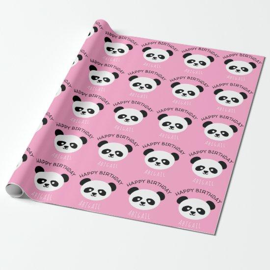 Kids Personalized Panda Bear Kawaii Birthday Pink