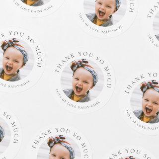 Kids Personalized Photo Thank You Classic Round Sticker
