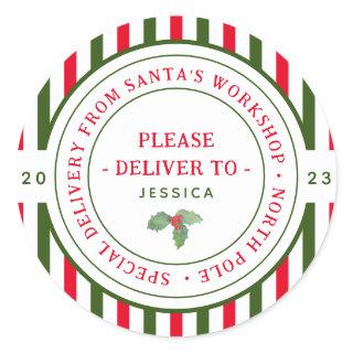 Kids Santa's Workshop North Pole Christmas Gift  Classic Round Sticker