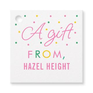 Kids Simple Pink and Green Personalized Gift Tags