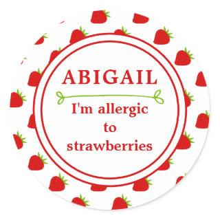 Kids Strawberry Allergy Alert Classic Round Sticker