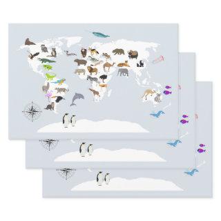 Kids World Map Animals  Sheets