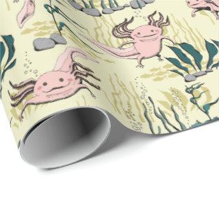 Kids Yellow & Pink Underwater Axolotl Drawing