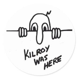 Kilroy was here classic round sticker