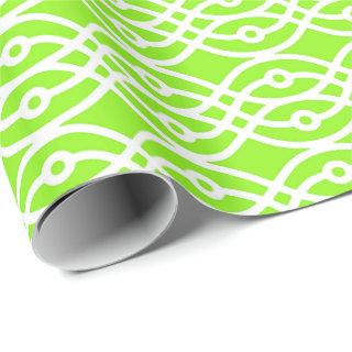 Kimono print, lime green and white