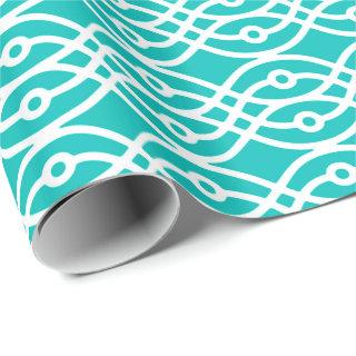 Kimono print, turquoise and white