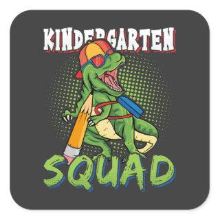 Kindergarten Squad Dinosaur Square Sticker