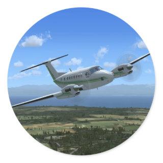 King-Air Turboprop Aircraft Classic Round Sticker