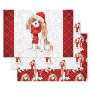 King Charles Cavalier Spaniel Christmas Dog Plaid   Sheets