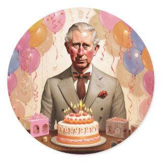 King Charles III Birthday Party Classic Round Sticker
