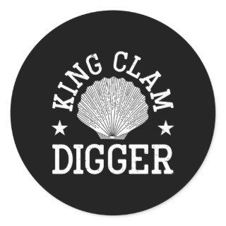 King Clam Shells Clamming Clam Digging Razor Clam  Classic Round Sticker