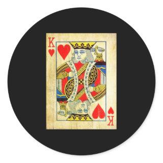 King Of Hearts Card Deck Old Classic Round Sticker