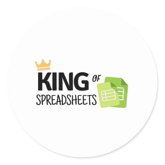 King of spreadsheets classic round sticker