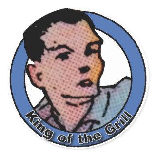 King of the Barbeque Grill Vintage Cartoon Classic Round Sticker