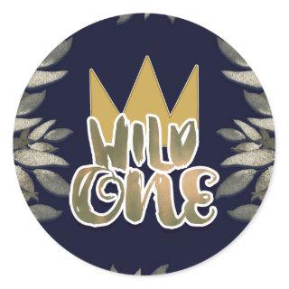 King of Wild Things ONE 1st Birthday Party Classic Round Sticker