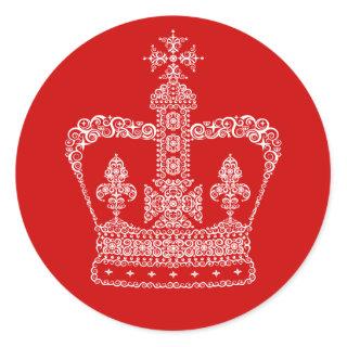 King or Queen Crown Classic Round Sticker