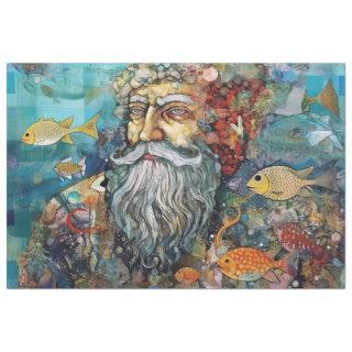 King Triton Mermaid Merman Collage Decoupage Tissue Paper