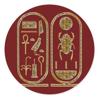 King Tut  Hieroglyphics Classic Round Sticker