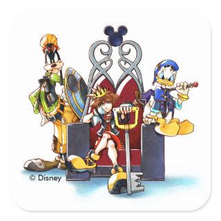 Kingdom Hearts | Sora, Donald, & Goofy On Throne Square Sticker