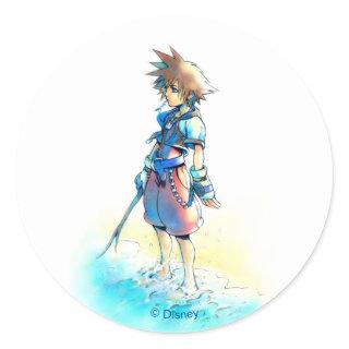 Kingdom Hearts | Sora On Beach Watercolor Classic Round Sticker
