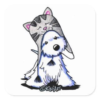 KiniArt Westie Kitty Square Sticker