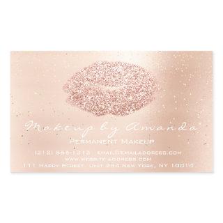 Kiss Lips Glitter Makeup Gold Confett Microblading Rectangular Sticker