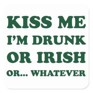 Kiss Me Im Drunk Or Irish Square Sticker